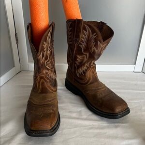 Men’s Ariat western boots steel toe square brown leather 13D